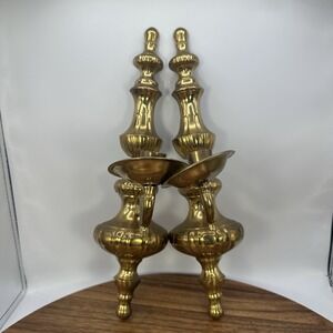 Vintage MCM Mid Century Modern Pair of 2 Brass Wall Sconces Candle Holder